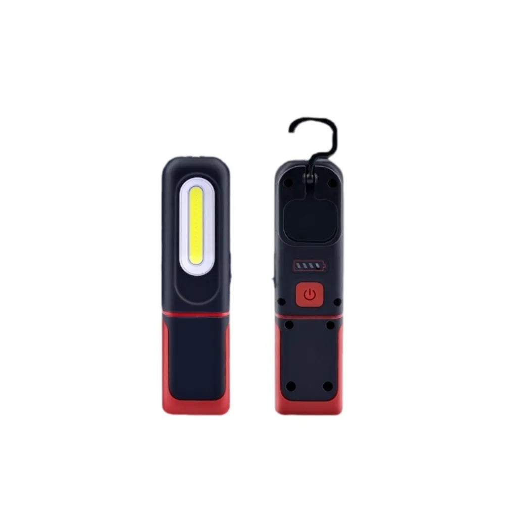 lampe torche rechargeable usb noire rouge crochets rotatifs indicateur charge moderne