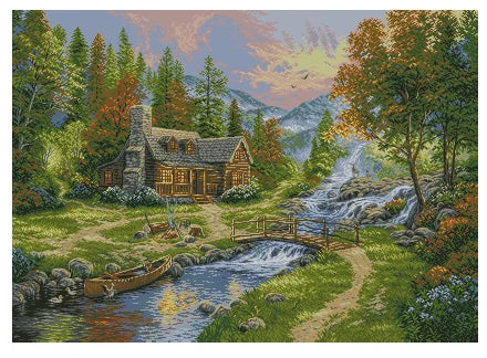 toiles broder 14ct 16ct 18ct kit broderie paysage peintures aiguille fil plan