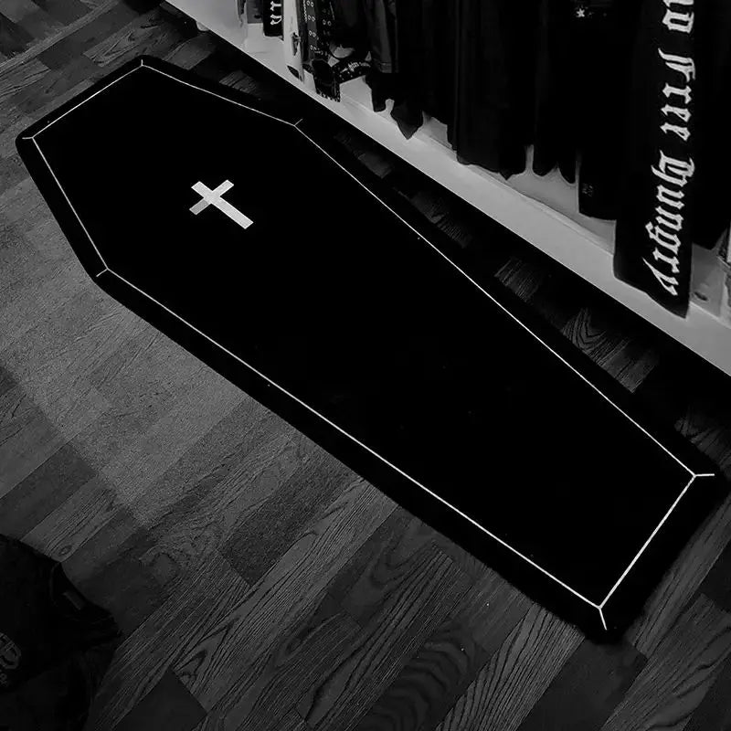tapis gothique halloween croix blanche doux antidérapant polyester flanelle absorbant eau intérieur extérieur chambre
