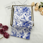 serviettes papier blanc bleu fleurs feuilles oiseaux classique vintage 33x33cm 20 pièces