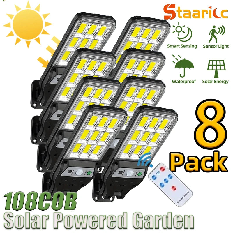 lampe solaire murale détecteur mouvement led noire ip65 moderne télécommande contrôle distant 18+lumières abs