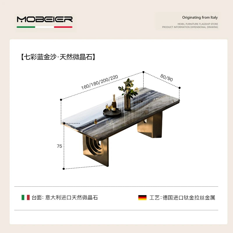 table manger moderne rectangulaire plateau marbre bois pieds métal salon cuisine gris
