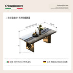 table manger moderne rectangulaire plateau marbre bois pieds métal salon cuisine gris