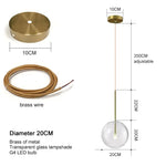 suspension lumineuse moderne transparente dorée brillante scandinave câble électrique fixée