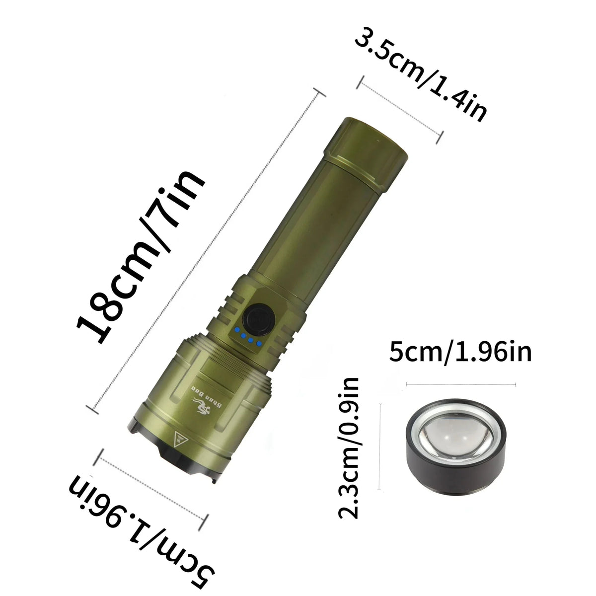 lampe torche zoom télescopique rechargeable 3000lm éclairage extérieur camping