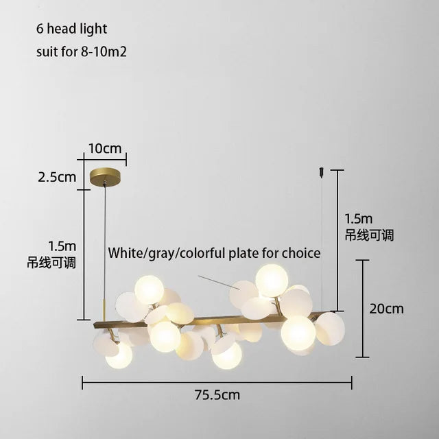 lustre suspension moderne blanc doré boules verre opale nordique salon salle manger cuisine