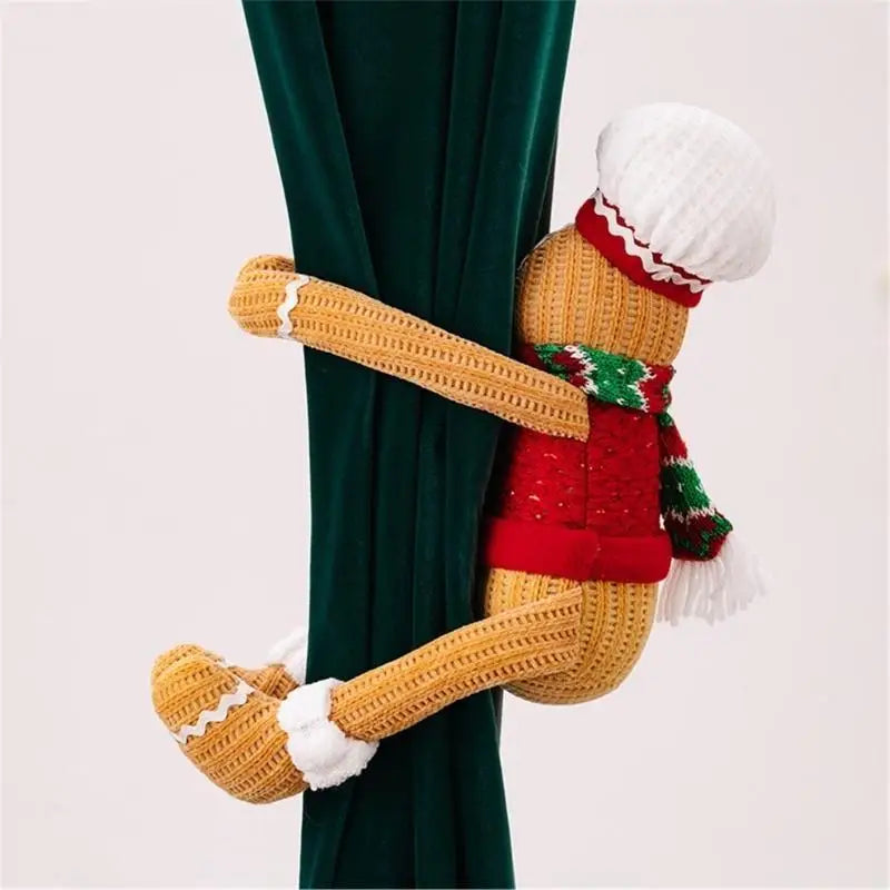 rideaux festifs gingerbread man beige rouge vert blanc decoration noel tranche age enfantin texture