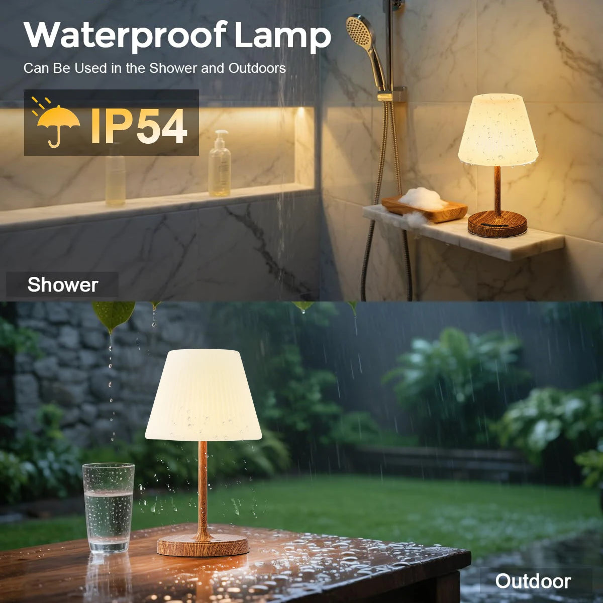 lampe table veilleuse led rechargeable blanc bois tissu plissé moderne minimaliste câble usb chargeur