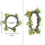 anneau serviettes pâques fleurs pissenlit oreilles lapin printemps décoratif blanc vert jaune rose