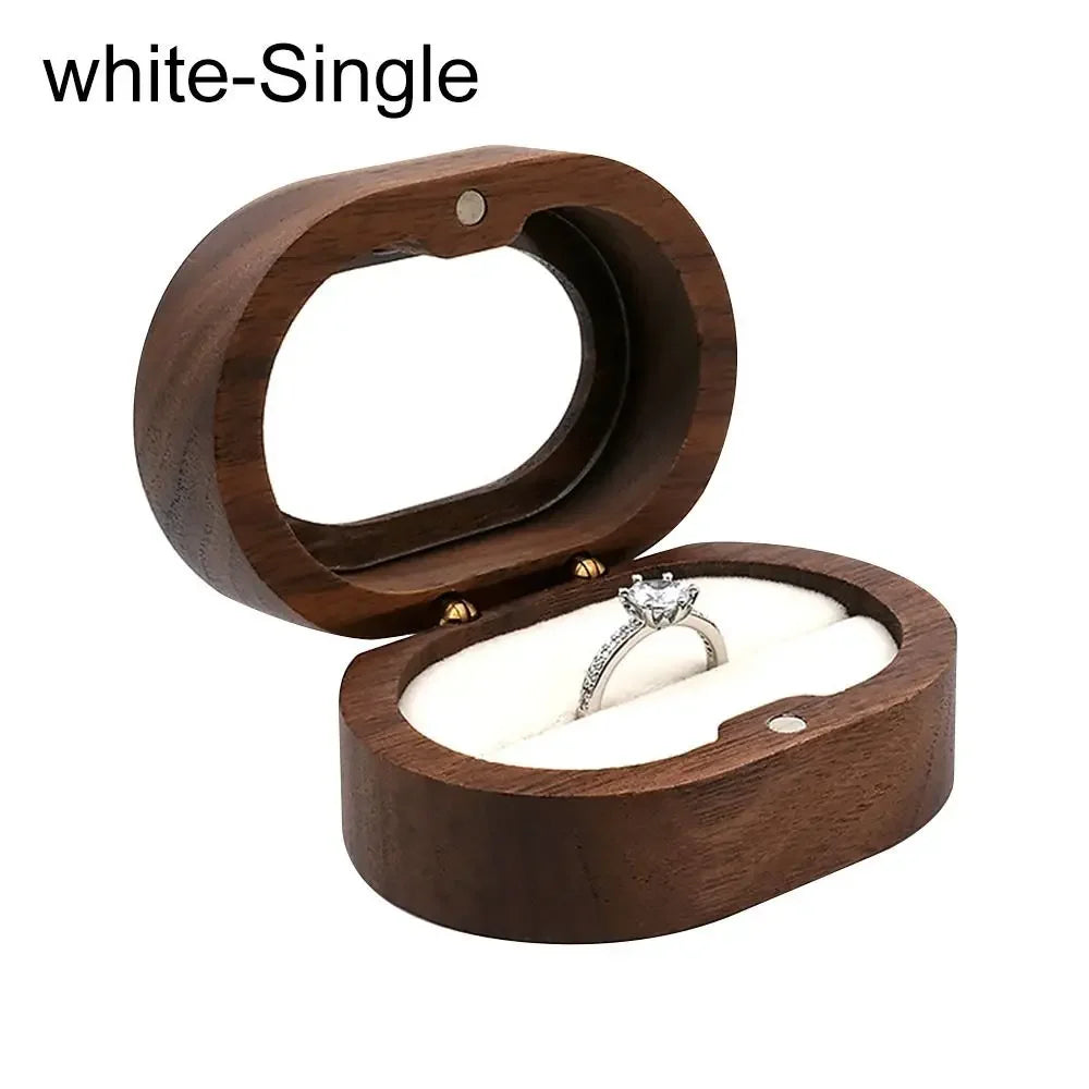 boîtes bijoux marron naturel classique anneaux rangement portable couple