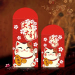 enveloppes rouges traditionnelles chinoises chat porte bonheur fleurs cerisier symboles finance caractères chinois festif