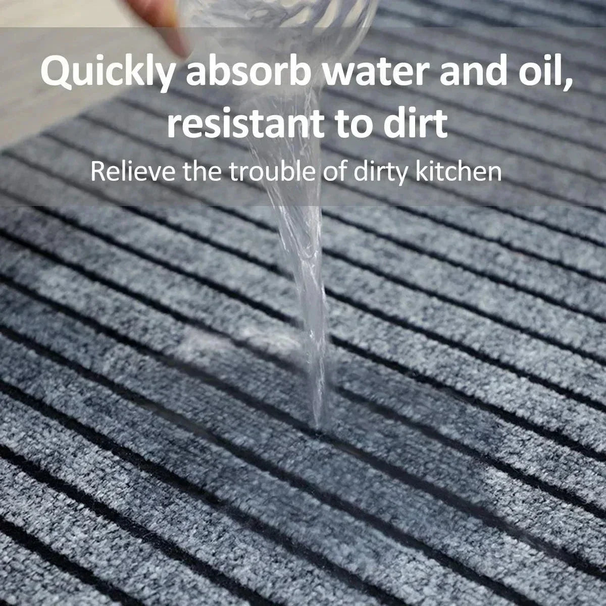 tapis sol antidérapant imperméable résistant corrossion antibactéries rayées moderne gris noir