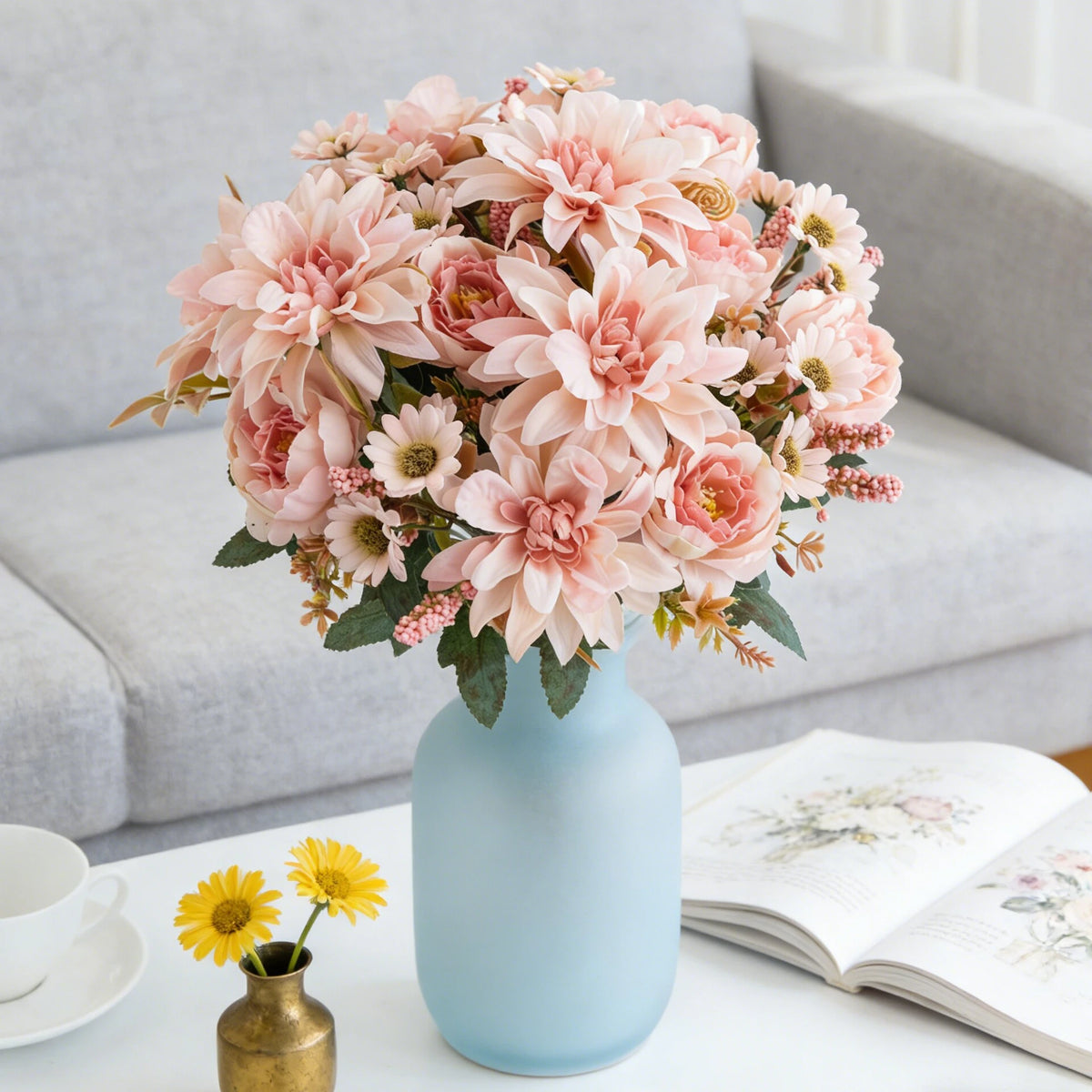 bouquet fleurs artificielles soie moderne élégant intérieur mariage anniversaire baby shower decoration chambre
