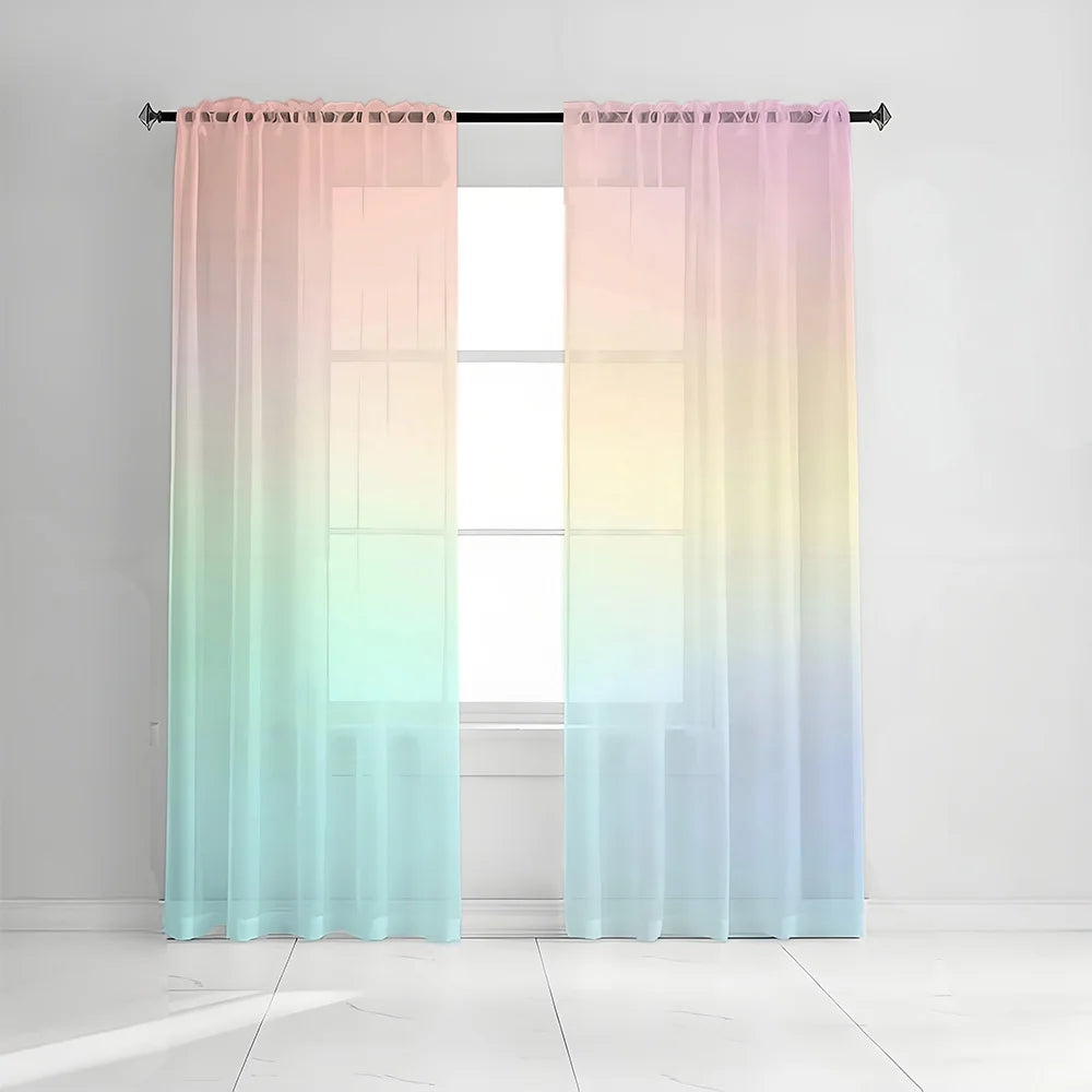 rideau semi transparent arc ciel ombre chromatique moderne fenêtre 100x130cm 132x160cm polyester