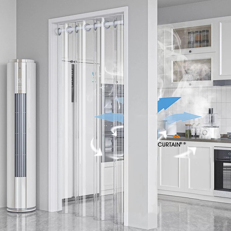 rideau transparent rayures verticales moderne pvc porte lavable machine anneau métallique
