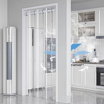 rideau transparent rayures verticales moderne pvc porte lavable machine anneau métallique