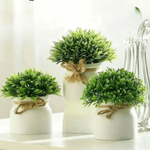 plantes artificielles vertes feuilles fines pot blanc extérieur moderne décoration anniversaire ornement accroché