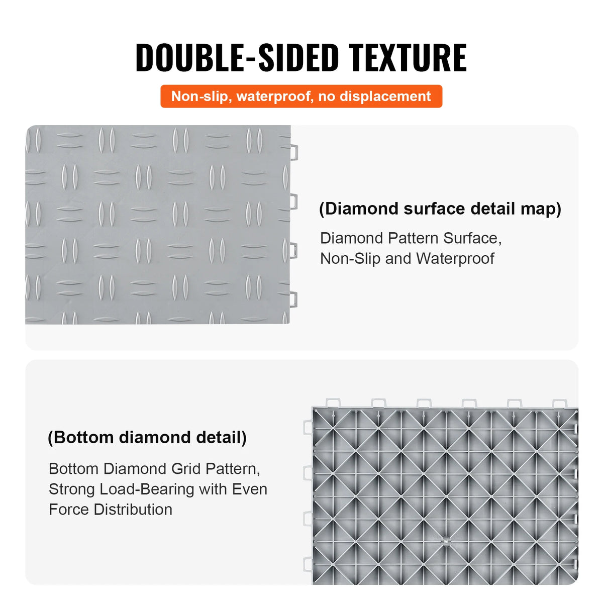tapis sol gris texture diamant antidérapant interlocking loops industriel 50 pièces