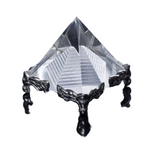 pyramide transparente résine dorée écritures anciennes artisanale décoration méditative geometrie statuette creative