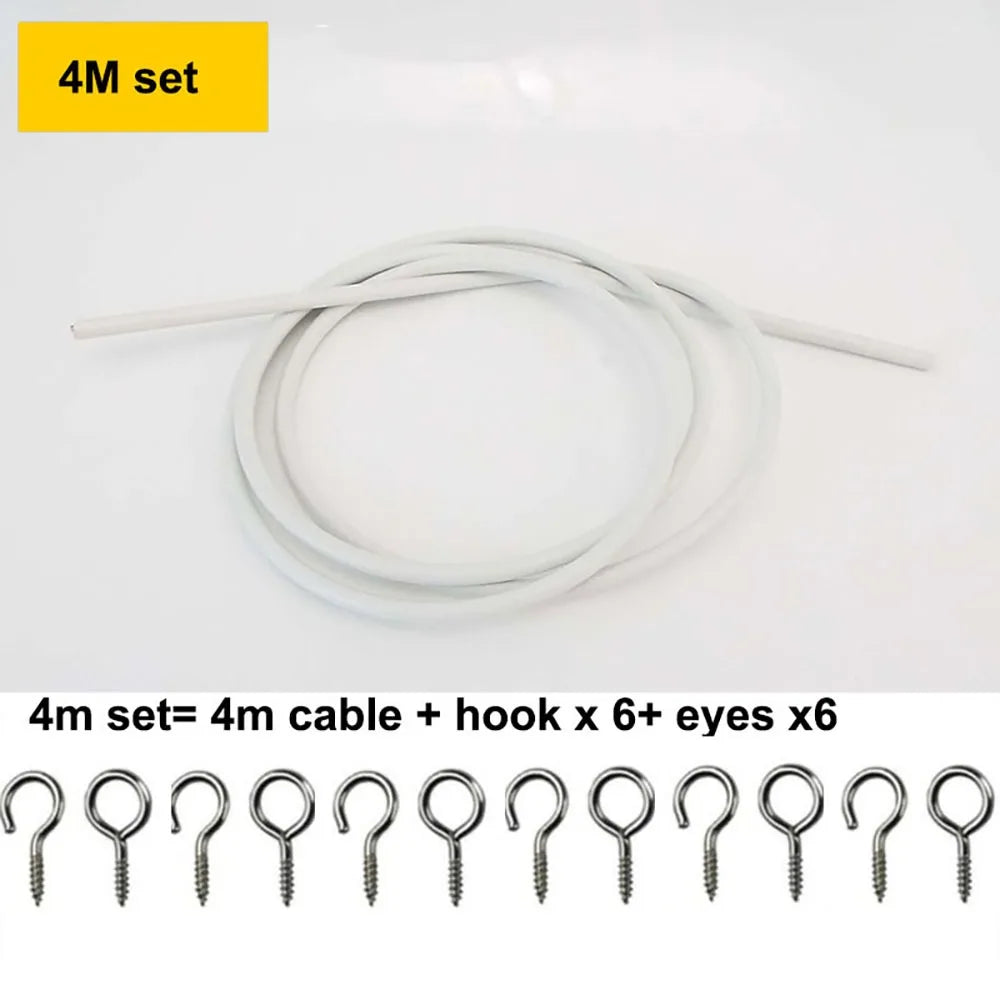 rideau polonais moderne 2m 3m 4m 5m blanc anneaux crochets tiges câble enroulé