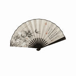 éventails pliants traditionnels chinois fleurs papillons calligraphie paysages noir blanc bleu gris rose support