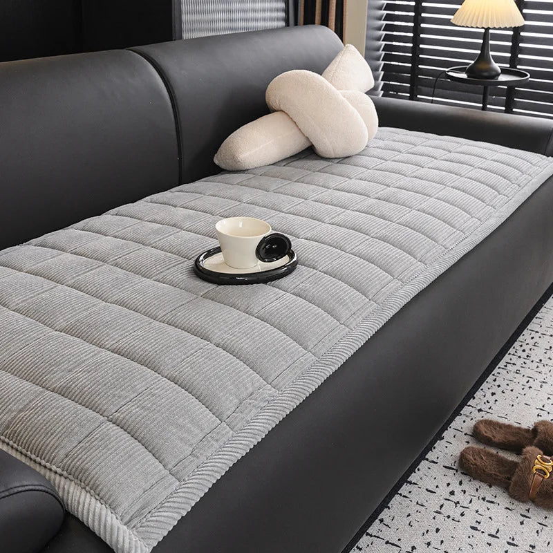 housse canapé peluche rayée gris clair moderne antidérapante machine 70x150 70x180