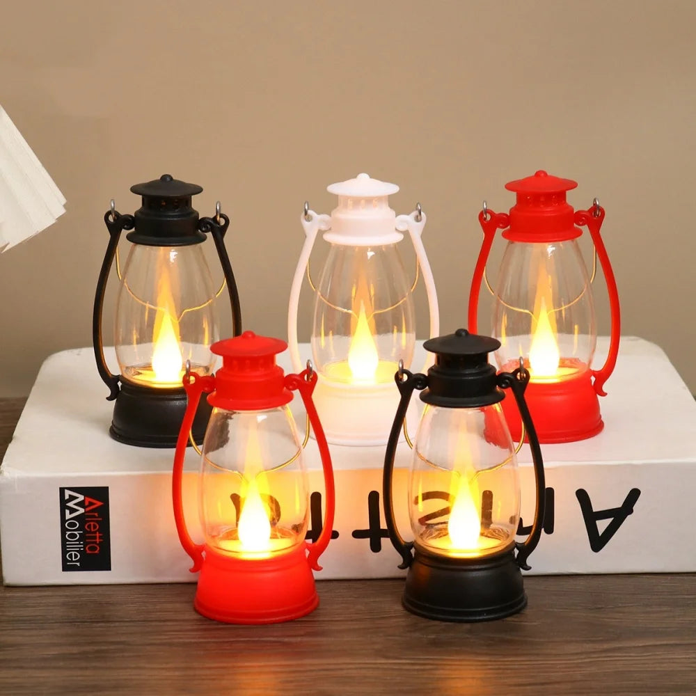 lanterne vintage transparente bougie led ornoements noel anneaux metalliques effet metallique robuste
