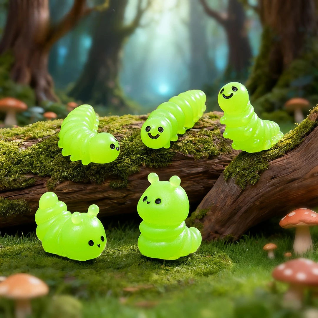 jouets résine vers souriants animaux miniature vert bricolage décoration jardin féerique pastorale