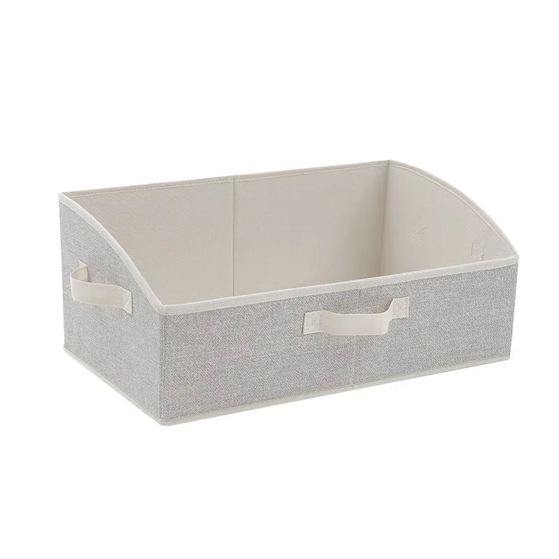 boîtes rangement pliables tissu lin beige poignées métalliques moderne organisation chambre enfants jouets
