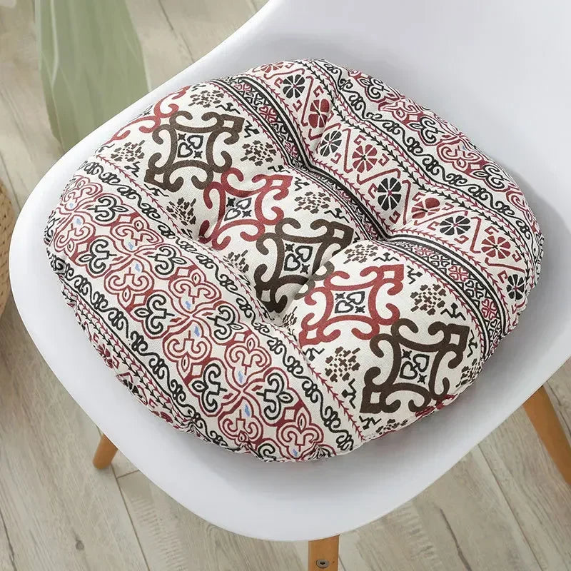 coussin chaise rond confortable mousse polyestère motif géométrique repas siège maison