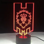 lampe led moderne 3d lion wow warcraft verte rouge or violette bleue transparente