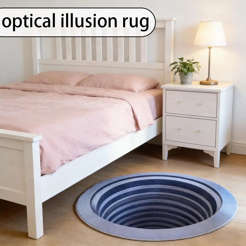 tapis bleu gris effet 3d illusion optique antidérapant salon chambre coucher mini