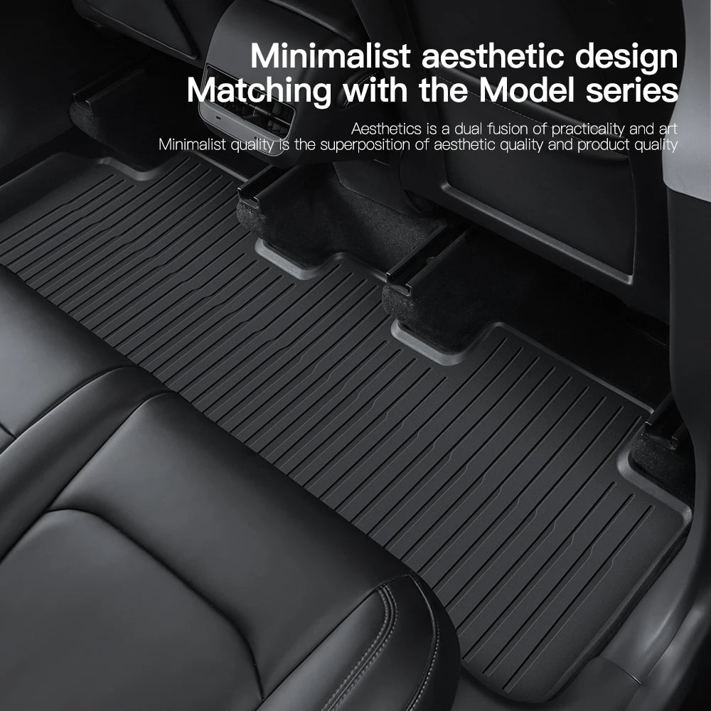 tapis sol voiture noir rayures horizontales minimaliste anti dérapant boucle spécifique imperméable intérieur auto