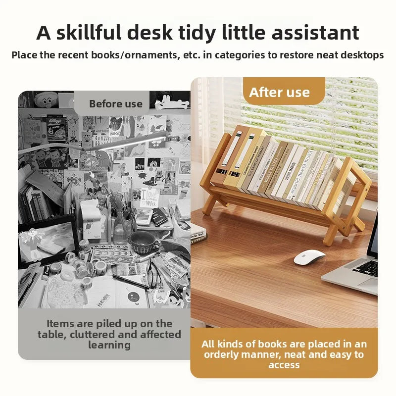 étagère livres pliable bambou bois naturel support moderne petit meuble rangement