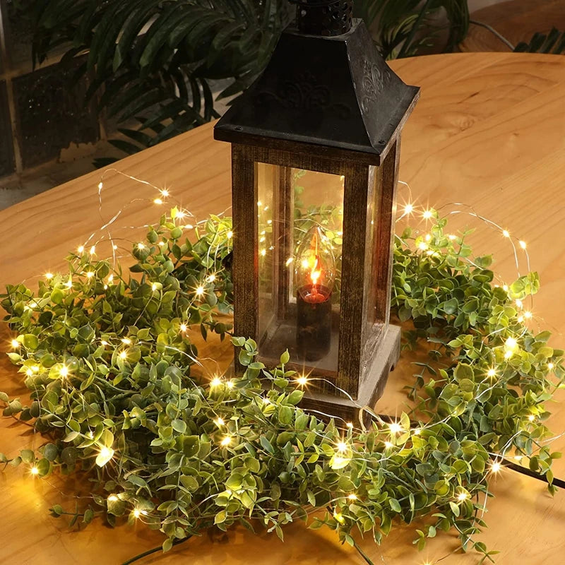 guirlande artificielle verte feuilles fines naturelle extérieure décoration mariage salle maison festive