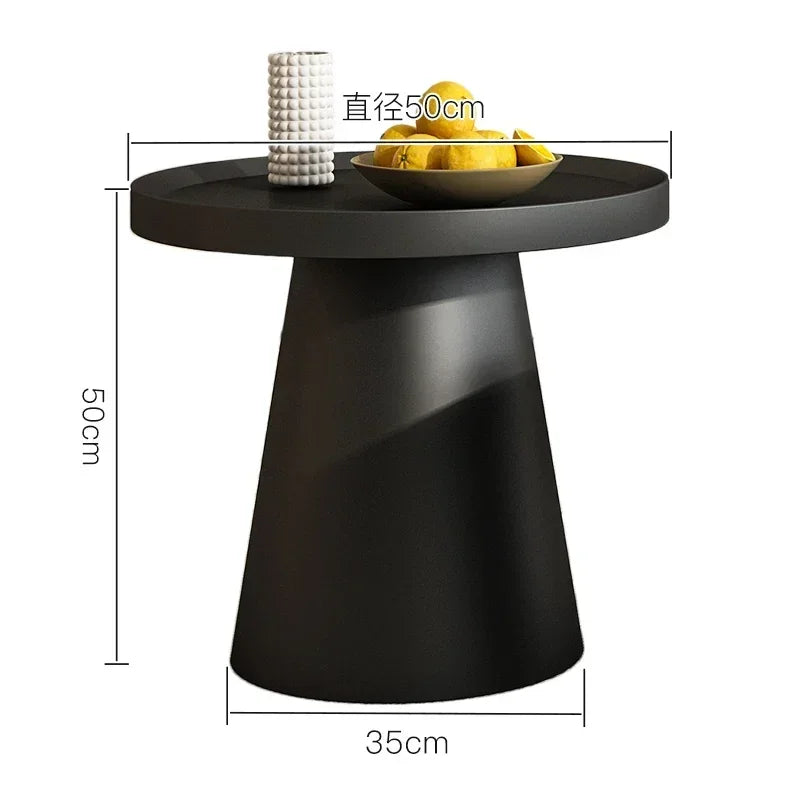 table basse moderne minimaliste ronde fer noir blanc salon maison