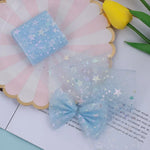 ruban tulle étoiles holographiques violet rose bleu clair noir blanc clips