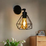 lampe murale industrielle vintage cage métallique noire ampoule E27 chambre entrée étude