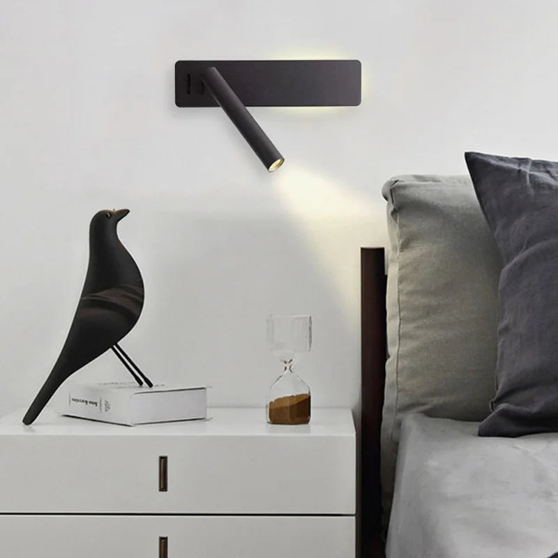 lampe murale led bras articulé moderne noir blanc minimaliste fixée mur