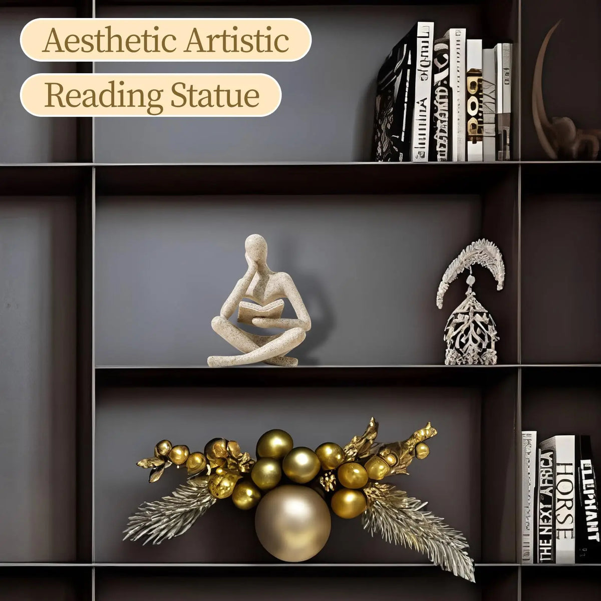 statue dorée résine moderne minimaliste smooth simple étagère décoration maison livre miniature