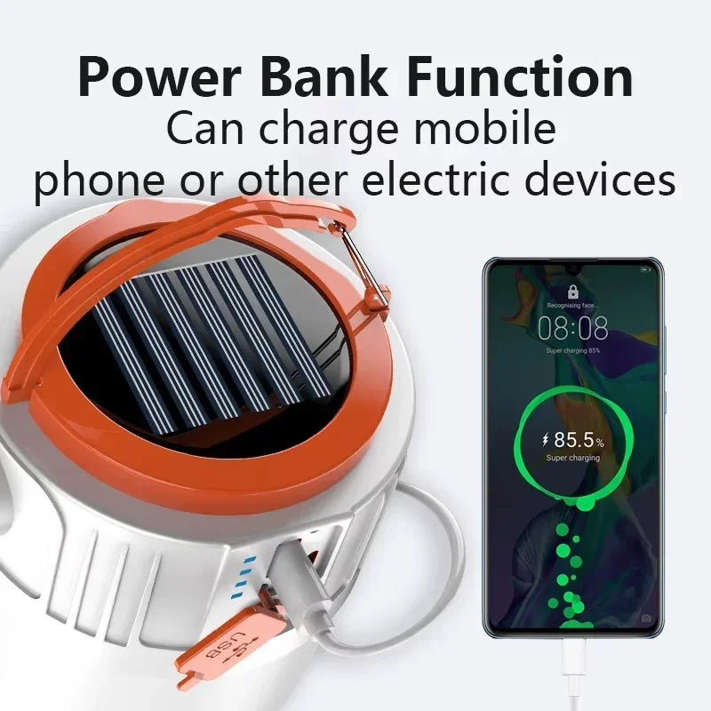 Power bank solaire rechargeable usb blanc orange moderne compact