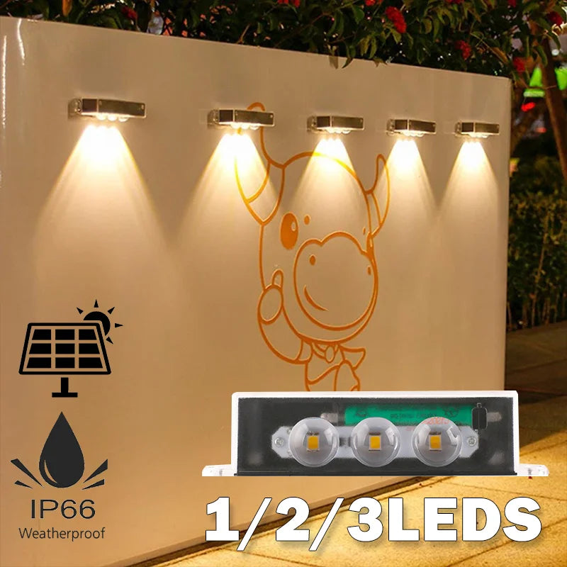 éclairage solaire extérieur led appliques murales adhésives ip66 blanc orange moderne