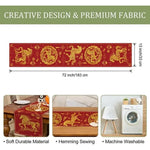 table cuisine rouge dorée motif chinois chevaux fleurs nouvelle année festive