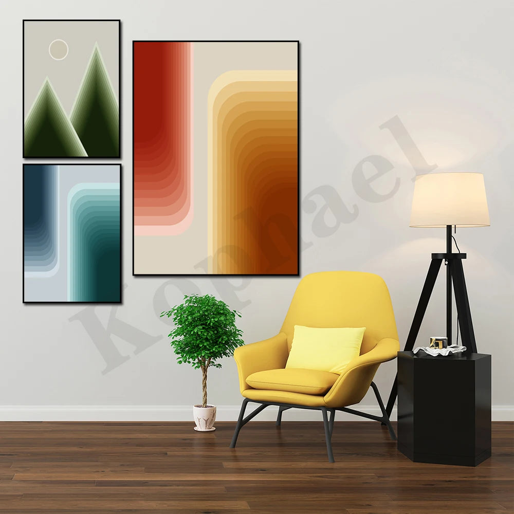 Affiche murale abstraite dans un intérieur moderne avec décoration complémentaire