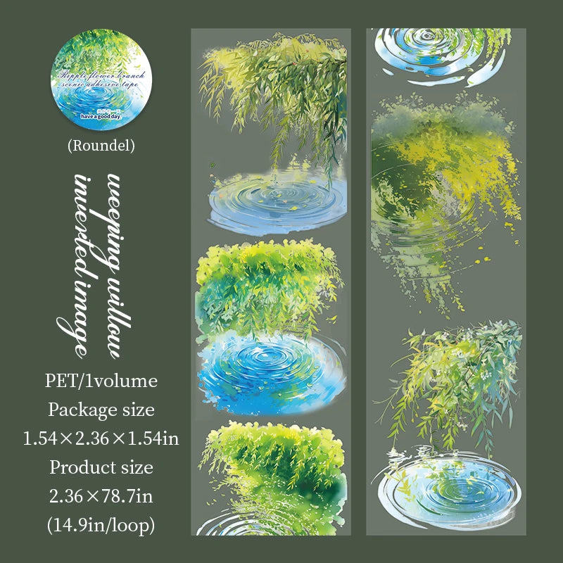 rubans décoratifs transparents fleurs feuilles adhésifs naturels floral vert blanc violet rose jaune
