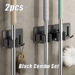 porte balai acier inoxydable adhésif mural moderne gris rangement salle bain étanche