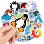 stickers technologie logos python docker linux node js cartoonesques adhésifs adultes adolescents