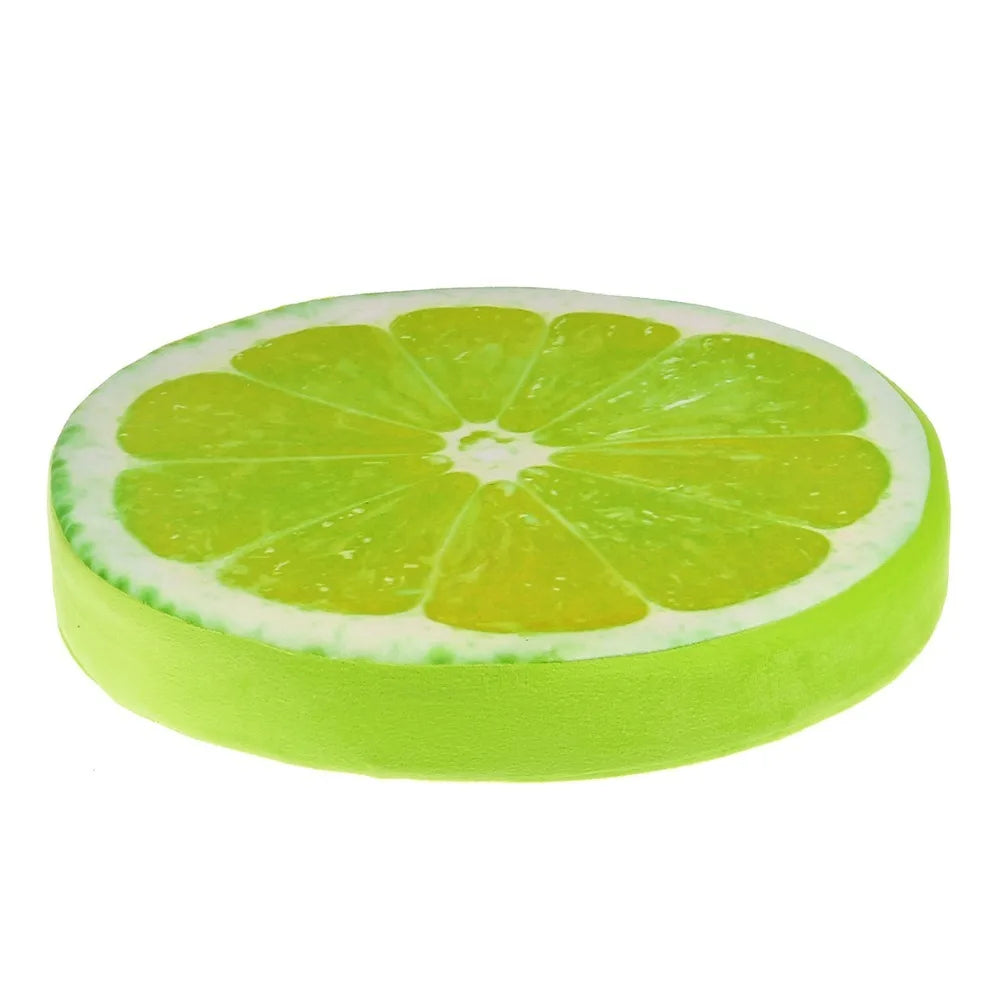 Coussin jaune motif fruits déco moderne