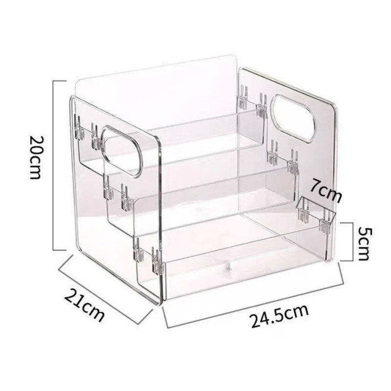 organisateur maquillage transparent moderne réutilisable compartiments clips fixations soins peau parfums cosmétiques porte maquillage