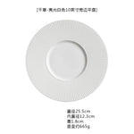 assiettes rondes rayures verticales moderne noir blanc céramique